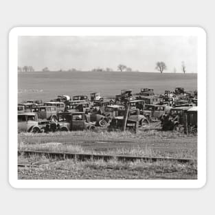 Automobile Graveyard, 1935. Vintage Photo Magnet